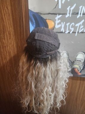Blonde Curly Clip-In Hairpiece with Dark Brown Cap - Women Hair Wig Extension